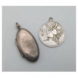 Sterling Silver Locket & Round Pendant
