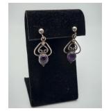 Sterling Silver Amethyst Dangle Earrings