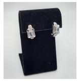 Sterling Silver Princess Cut Topaz CZ Earrings