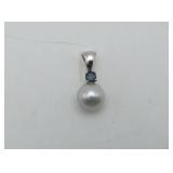 14k Gold Sapphire Pearl Pendant