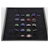 GROUP Costume Rhinestone Rings 19pcs