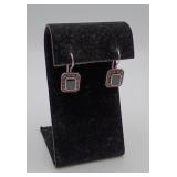 Sterling Silver Onyx Marcasite Earrings