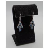 Sterling Earring Triple Teardrop London Blue Topaz