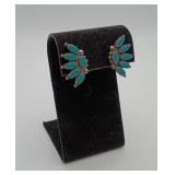 Sterling Silver Turquoise Zuni Needle Pt Earrings