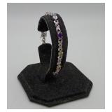 Sterling Silver Peridot Amethyst Garnet Bracelet