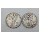 2 Walking Liberty 1936 Silver Half Dollar US Coins