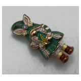 Napier Enamel Bunny Gnome Brooch Pin Jewelry