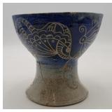 Vintage Incised Studio Pottery Compote SIGN Potts