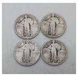 4 Standing Liberty Silver Quarters SMOOTH DATES