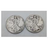 2 US Silver Half Dollar Walking Liberty Coins