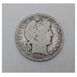 1908 Barber Silver Half Dollar US Coin