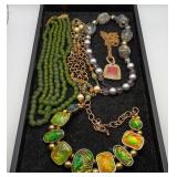 Emerald Green Bead Necklace Costume Jewelry Tray