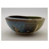 Drip Glaze Studio Art Pottery Dish Bowl Signed FF