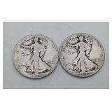 2-1918 Silver Half Dollar US Walking Liberty Coins