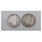 1899 & 1901 Barber Silver Quarters US Coins