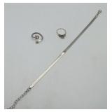 2 Sterling Silver Rings & Bracelet