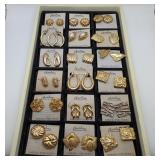 LARGE Group Cheshire Gold tone Stud Earrings NOS