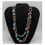 Boho Style Turquoise Bone Silver Gold Necklace