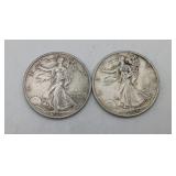 1936 Standing Walking Liberty Half Dollars 2 coins