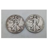2-1920 Walking Liberty Half Dollar 25 cent Coins