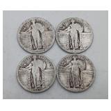4 Silver Quarters Standing Liberty US Coin SMOOTH