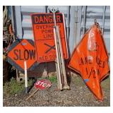 Road Work Signs Stop Slow Tripod