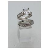 Sterling Silver Rings Wedding Set CZ Stone