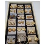 NOS Cheshire Gold Color Stud Earrings Costume