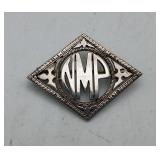 Sterling Silver Embossed Monogram Pin Brooch 4g