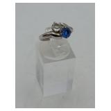 Sterling Silver Blue & Clear Stone Ring