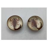 2 Scorpion Ear Gauge Plug Set in Resin