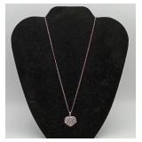 Sterling Silver Heart Locket Pave CZ Necklace