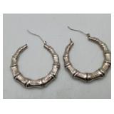 Sterling Silver Bamboo Hoop Earrings