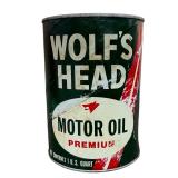 Vintage Wolf's Head Premium Motor Oil Can FULL
