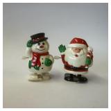Vintage Wind-Up Toy Santa and Snowman