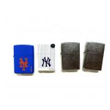 Unfired Zippo Lighter Lot: NY Mets, Yankees, Blank