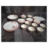 Vintage Nautilus Eggshell China Dish Set 34 Pieces