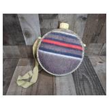 Vintage Wool & Galvanized Metal Water Canteen