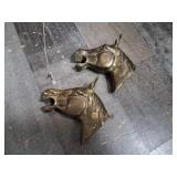 Vintage Pair Brass Horse Head Wall Hooks