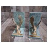 Vintage American Eagle Brass Marble Book Ends