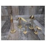 Vintage MCM Brass Crane Sculptures Set of 5