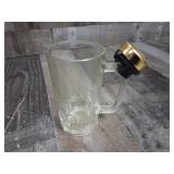 Collectible Glass Beer Mug With Brass Bell Handle