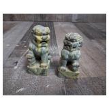Vintage Chinese Carved Soapstone Foo Dog Statues