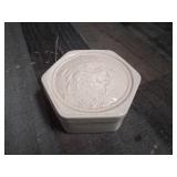 Vintage Ceramic Hexagonal Unicorn Trinket Box