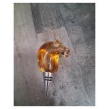 Large Rare Bull Blown Glass Art Wine Stopper