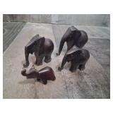 Vintage Hand Carved Elephant Figure Lot