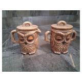 Vintage Ceramic Owl Cream & Sugar Bowls