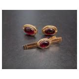Vintage Anson Gold Tone Cufflink Tie Tack Set