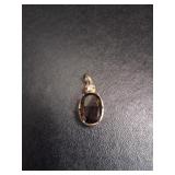 Silver .925 Smoky Quartz Diamond Pendant