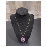 14k Gold Necklace Carved Amethyst Pendant